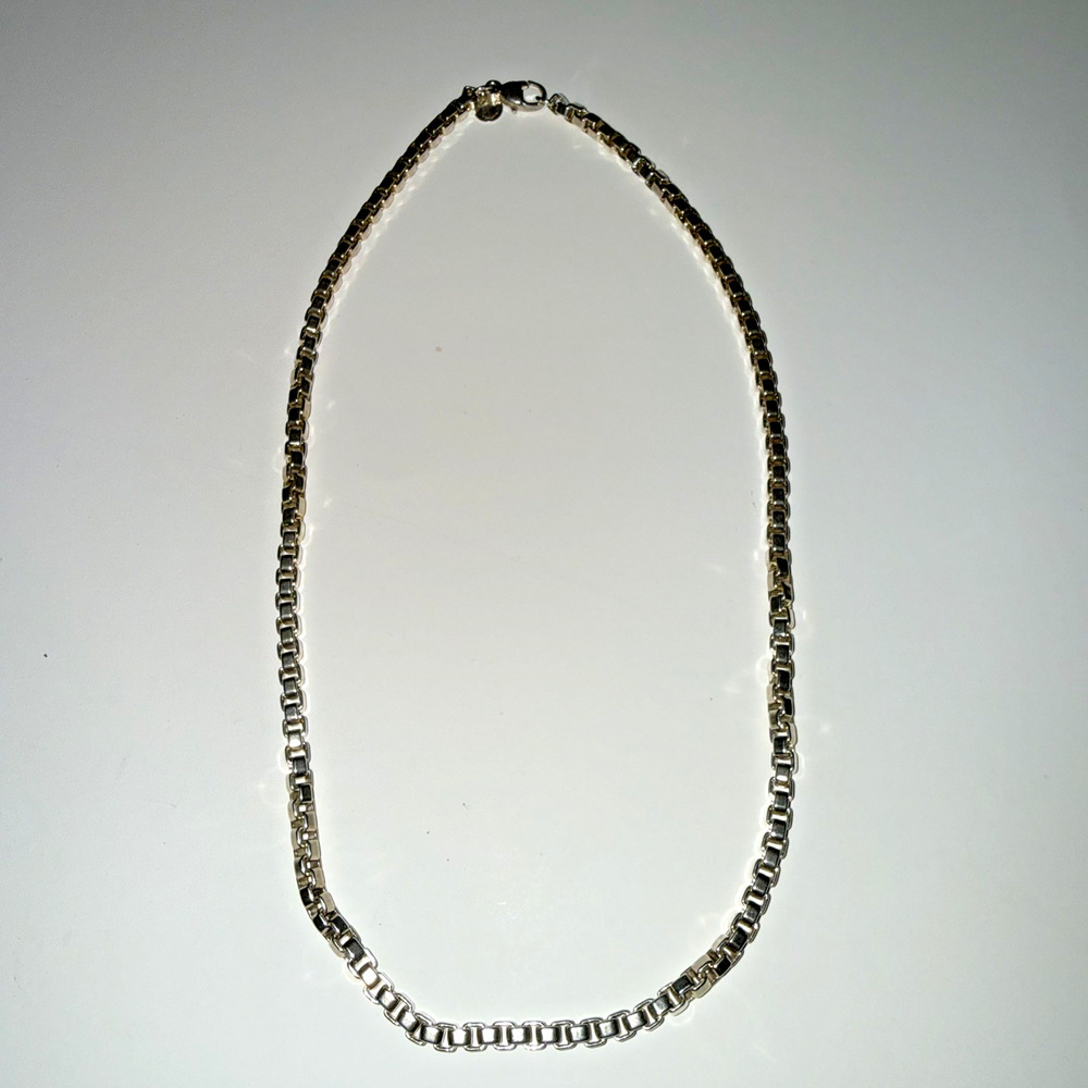 Vtg Tiffany & Co Sterling Silver Venetian Link Box Chain Necklace 18 inch Unisex - Picture 11 of 14
